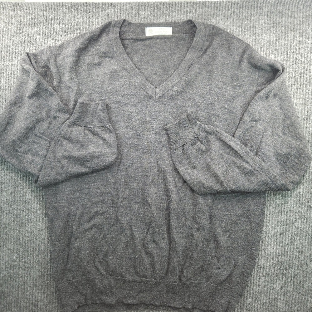 Vintage St Michael Marks & Spencer Lambswool V-Neck Sweater Grey Mens Medium UK